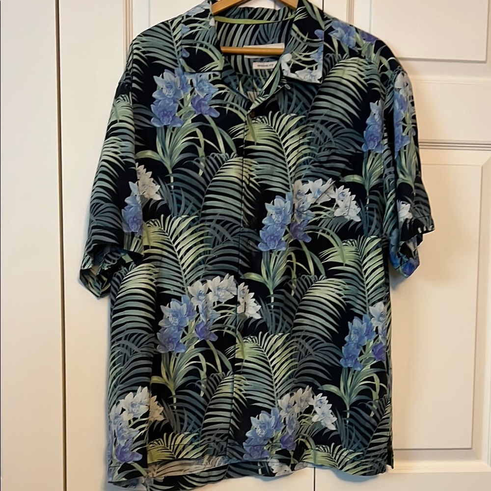 Tommy Bahama Black and Blue Tropical Shirt